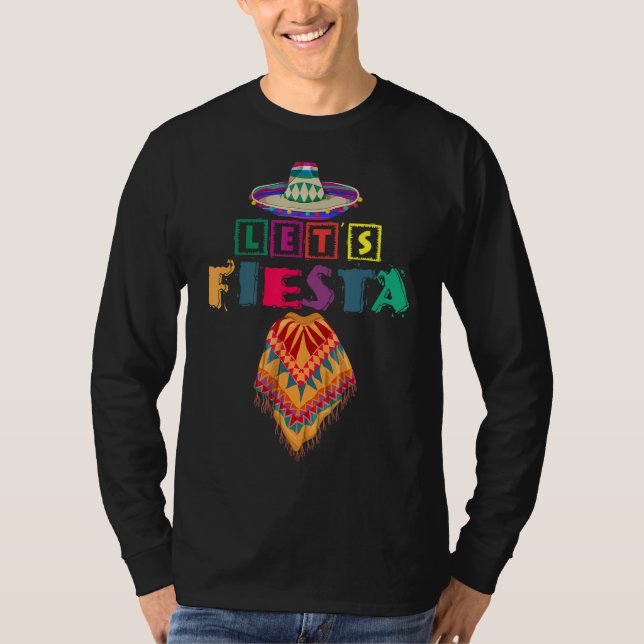 Camiseta México Poncho Fiesta Sombrero Fiesta Cinco (Anverso)