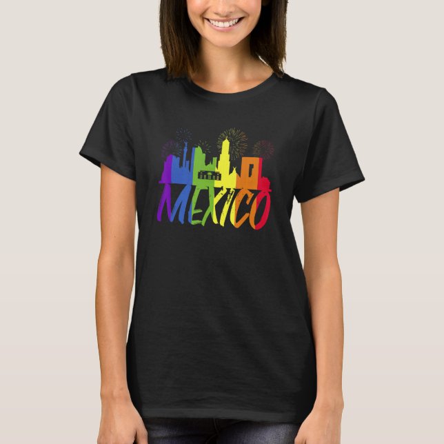 Camiseta Mexico Pride Skyline  Pride Parade Mexico (Anverso)