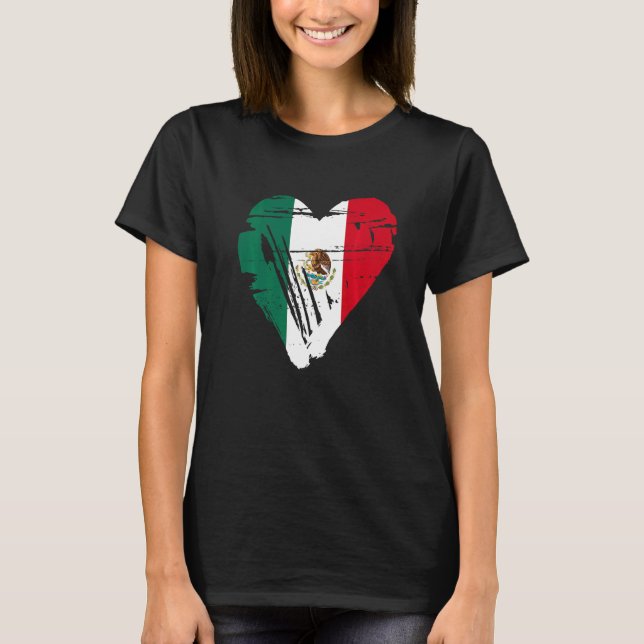 Camiseta Mexico Retro Heart Shape Flag   (Anverso)