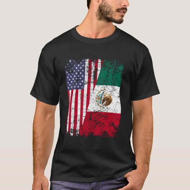 Camiseta México Rota Bandera Media Americana México (Anverso)