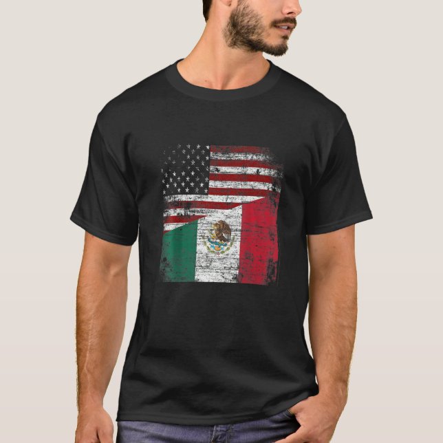 Camiseta Mexico USA  Pride Mexico American Flag (Anverso)