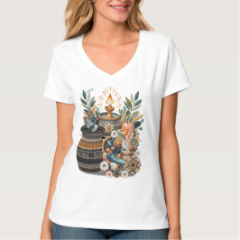 Camiseta Mezcla bohemia de colores, flores y decoración