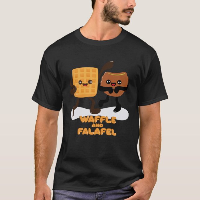 Camiseta Mezcla de alimentos irónicos de Waffle y Falafel (Anverso)
