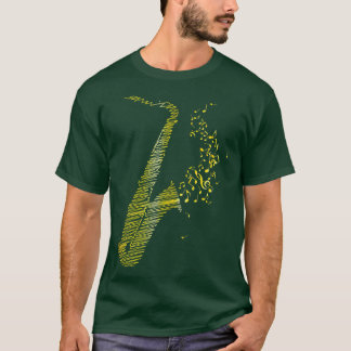 Camiseta Mezcla de arte amarillo saxofón creativo