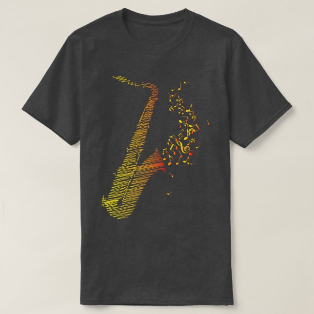 Camiseta Mezcla de arte saxofónico creativo Naranja (Diseño del anverso)