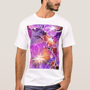 Camiseta Mezcla de flores delicadas ornamentadas patrón