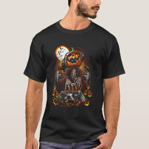 Camiseta Mezcla Master Jack Black Pumpkin Head Scary Smile 