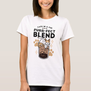 Camiseta Mezcla perfecta: arte de gato y café para amantes 