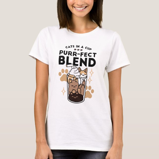 Camiseta Mezcla perfecta: arte de gato y café para amantes  (Anverso)
