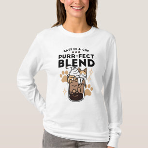 Camiseta Mezcla perfecta: arte de gato y café para amantes 