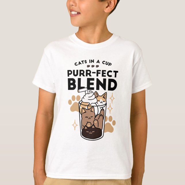 Camiseta Mezcla perfecta: arte de gato y café para amantes  (Anverso)