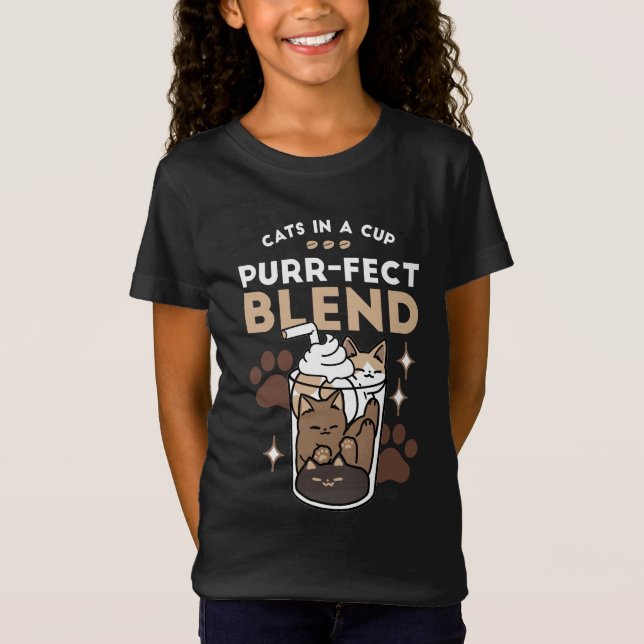 Camiseta Mezcla perfecta: diseño de café para gato y café (Anverso)