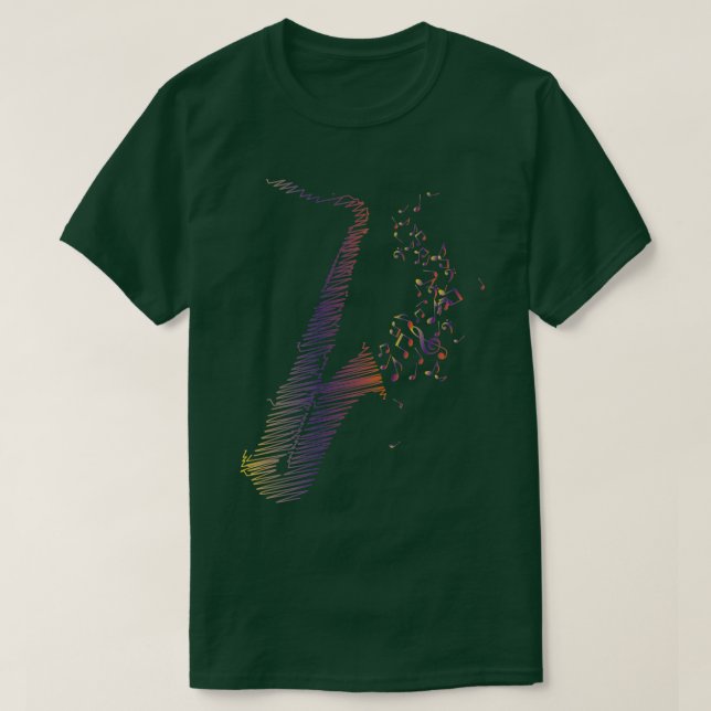 Camiseta Mezcla púrpura de arte saxofón (Diseño del anverso)
