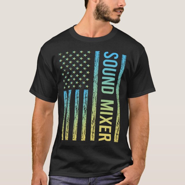 Camiseta Mezclador de sonido amarillo azul (Anverso)