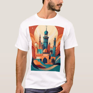 Camiseta Mezquita árabe serena: Impresión del arte cultural