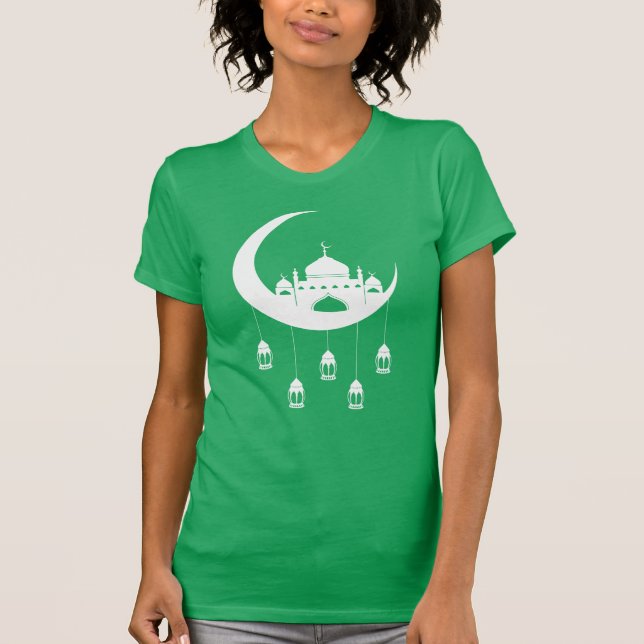 Camiseta Mezquita Blanca en Crescent Moon Fanous Ramadan (Anverso)
