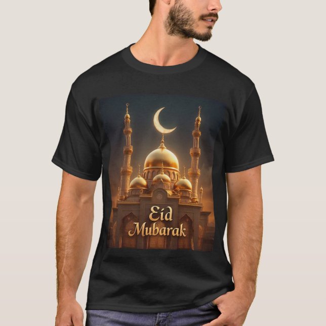 Camiseta Mezquita de Oro Eid Mubarak Mens Tshirt (Anverso)