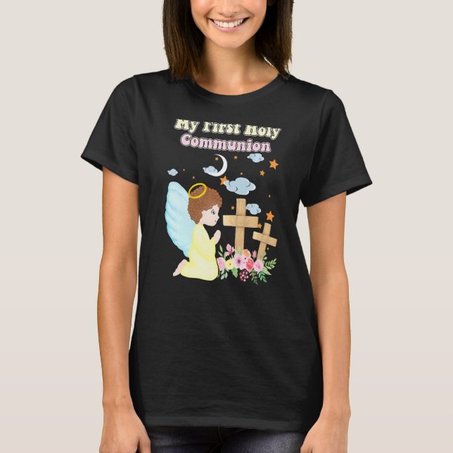 Camiseta Mi 1ª Santa Comunión Cruz Católica Cristiana Pra (Anverso)