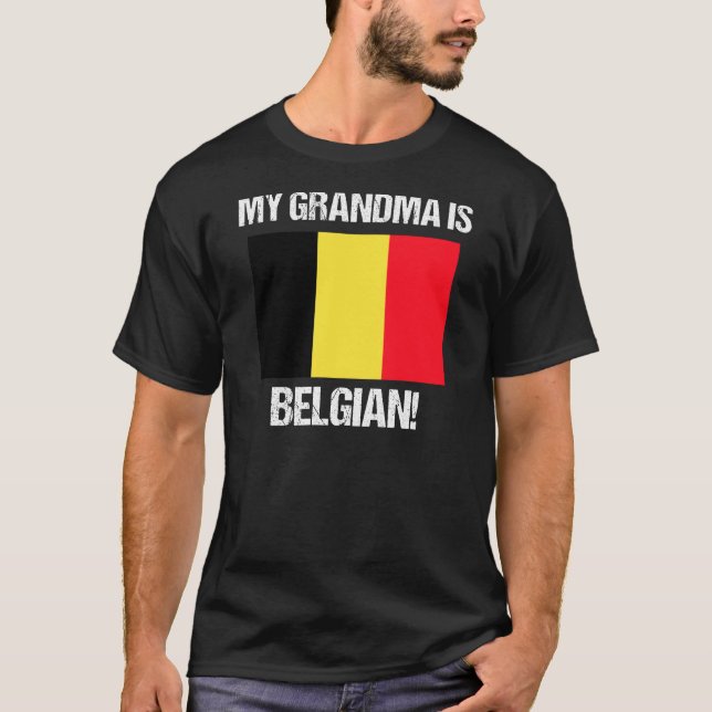 Camiseta Mi abuela es el orgullo belga diseño de la bandera (Anverso)