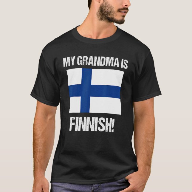 Camiseta Mi abuela es la bandera finlandesa del orgullo fin (Anverso)