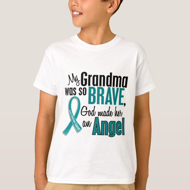 Camiseta Mi abuela es un cáncer ovárico del ángel 1 (Anverso)