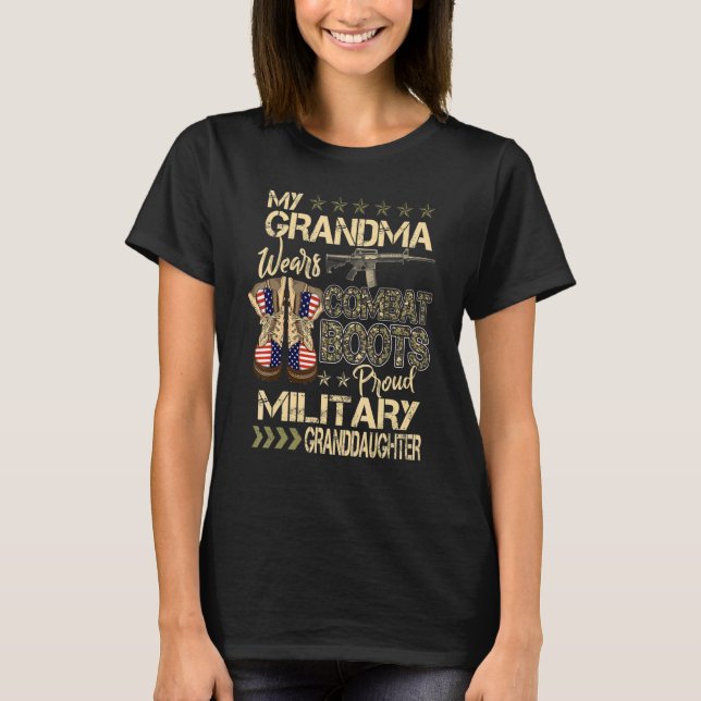Camiseta Mi abuela lleva botes de combate Orgulloso Gran Mi (Anverso)