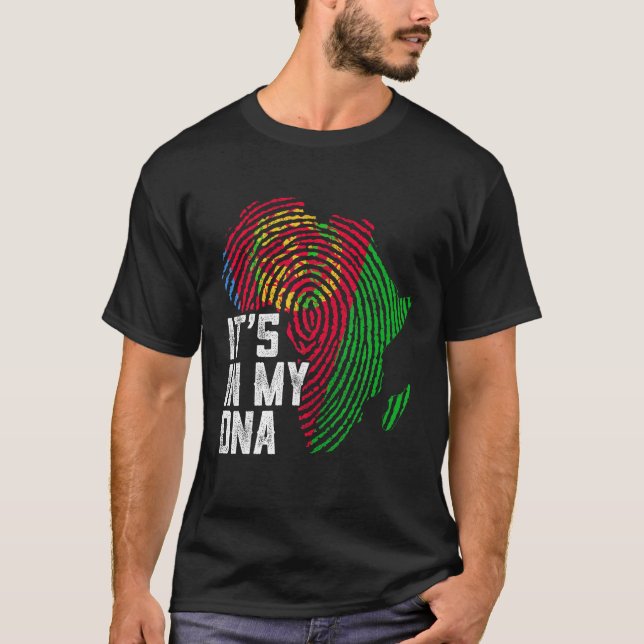 Camiseta Mi Adn Eritrea Flag Appartal negro afroamericano (Anverso)