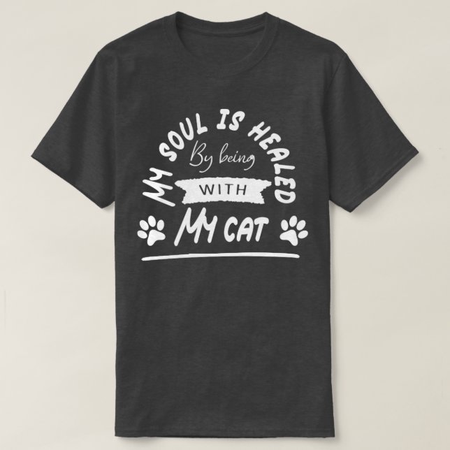 Camiseta Mi alma se cura estando con mi gato (Diseño del anverso)