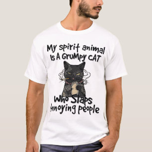 Camiseta mi animal espiritual es un gato gruñón que abofete
