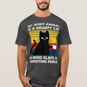 Camiseta Mi Animal Espiritual Es Un Gato Negro Gruñón Gatos