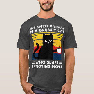 Camiseta Mi Animal Espiritual Es Un Gato Negro Gruñón Gatos
