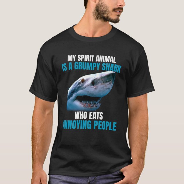 Camiseta Mi animal espiritual es un tiburón gruñón que come (Anverso)