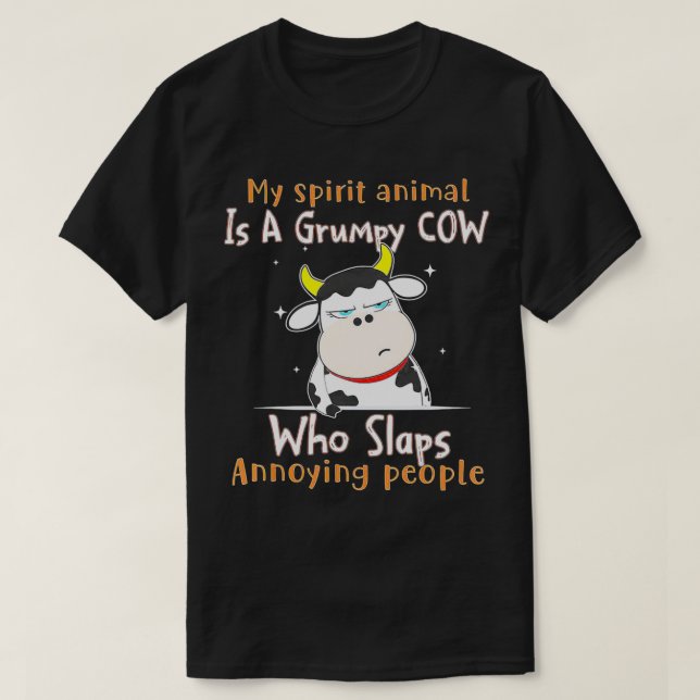 Camiseta Mi Animal Espiritual Es Una Vaca Grumpy Que Golpea (Diseño del anverso)