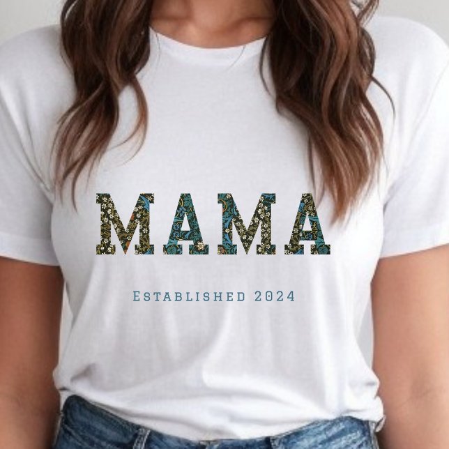 Camiseta Mi año personalizado - floral de moda (MAMA t-shirt, customizable year. 
#generativecontent)