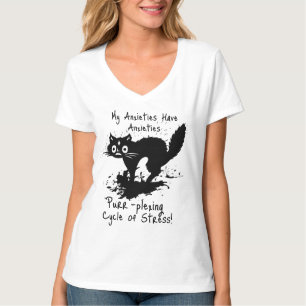 Camiseta Mi Ansiedad Tiene Ansiedades Gracioso Meme De Gato