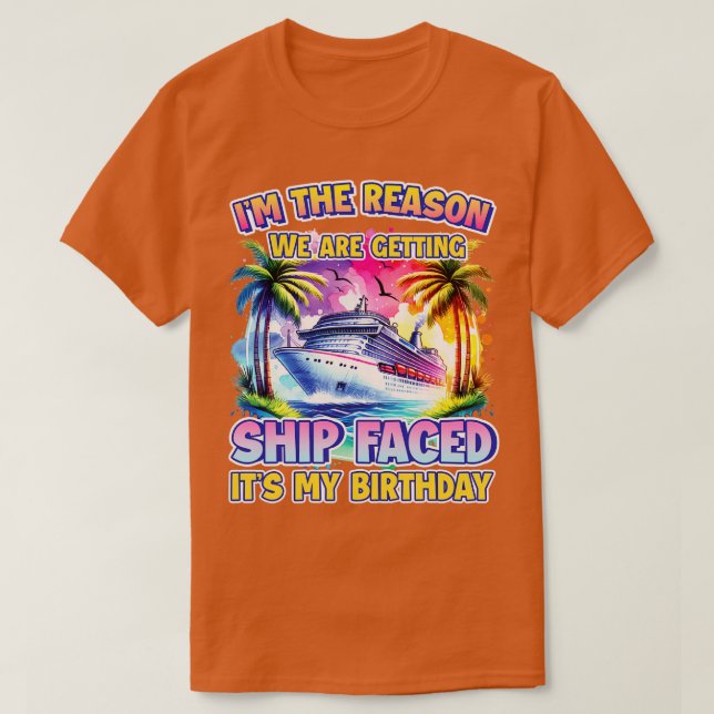 Camiseta Mi barco de cumpleaños se enfrenta a la divertida  (Diseño del anverso)