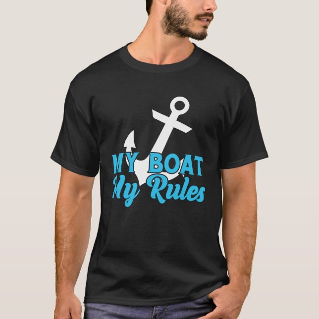 Camiseta Mi barco mis reglas Capitán Boater Boating Pontoon (Anverso)