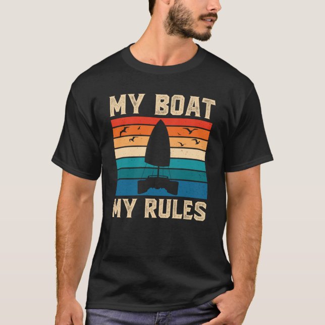 Camiseta Mi Barco Mis Reglas Capitán de Catamarán Retro (Anverso)