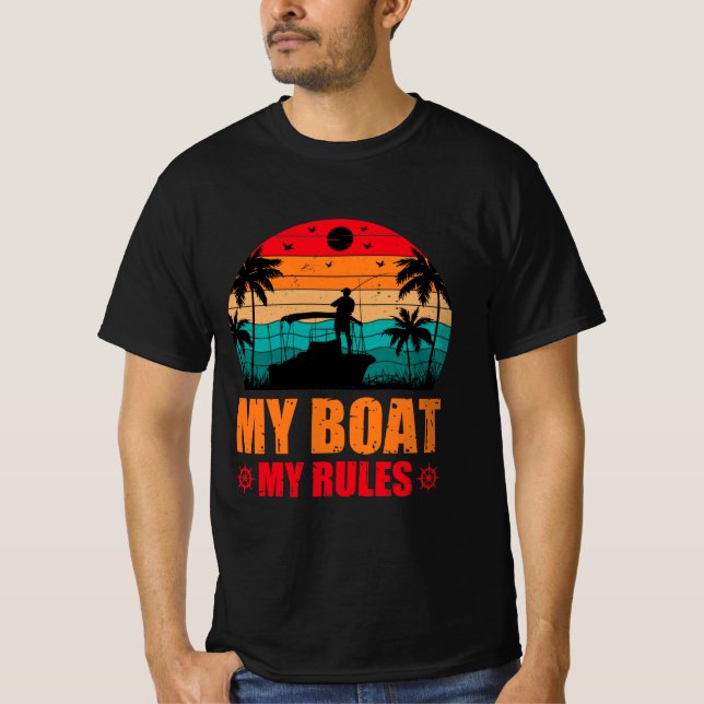 Camiseta Mi barco mis reglas Los amantes de la pesca del at (Anverso)