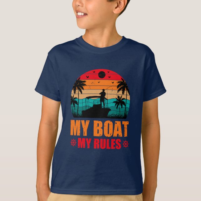 Camiseta Mi barco mis reglas Los amantes de la pesca del at (Anverso)