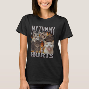 Camiseta Mi Barriga Duele Chistoso Gato Meme Bootleg Gráfic