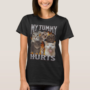 Camiseta Mi barriga duele divertido meme de gato gráfico pi