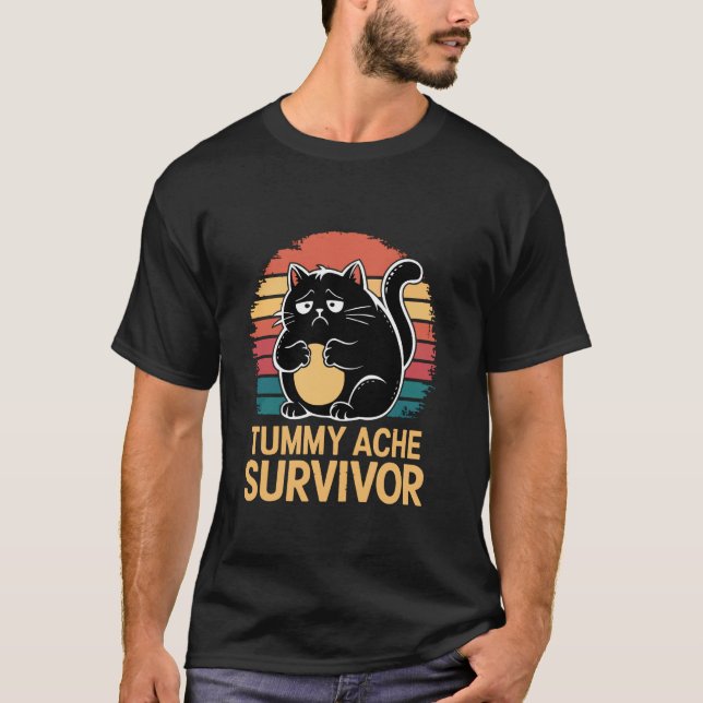 Camiseta Mi barriga duele, gato superviviente de dolor de e (Anverso)