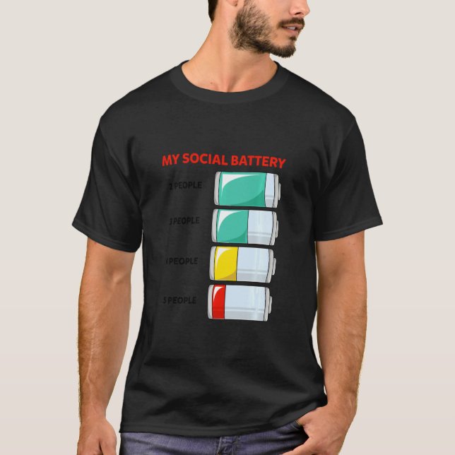 Camiseta Mi Batería Social Para Personas Introvertidas - An (Anverso)