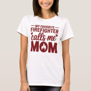 Camiseta Mi Bombero Favorito Me Llama Mamá Blanco