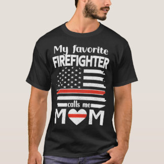 Camiseta Mi bombero favorito me llama mamá delgada línea ro