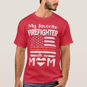 Camiseta Mi bombero favorito me llama mamá delgada línea ro