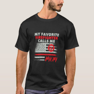 Camiseta Mi bombero favorito me llama mamá Diseño de bomber