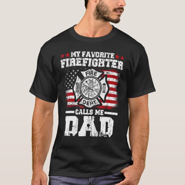 Camiseta Mi bombero favorito me llama papá cita (Anverso)