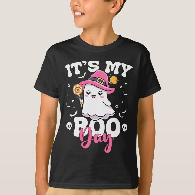 Camiseta Mi Boo Day Cute Halloween Cumpleaños Fantasma Chic (Anverso)